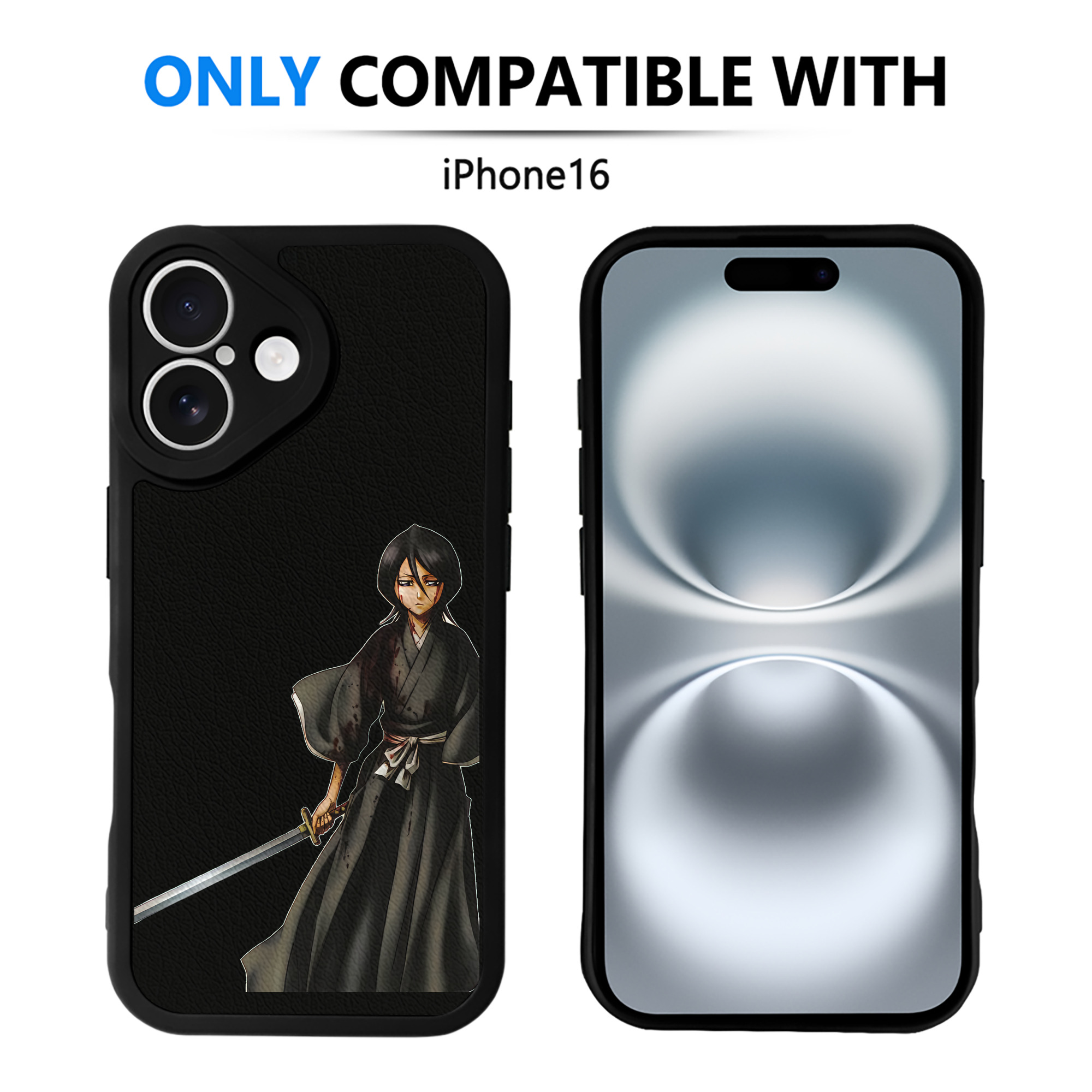 （画像用） ブリーチ 朽木ルキア BLEACH Kuchiki Rukia 【iPhone 16シリーズ対応】シリコンスマホケース（レザー調） 材質：シリコン